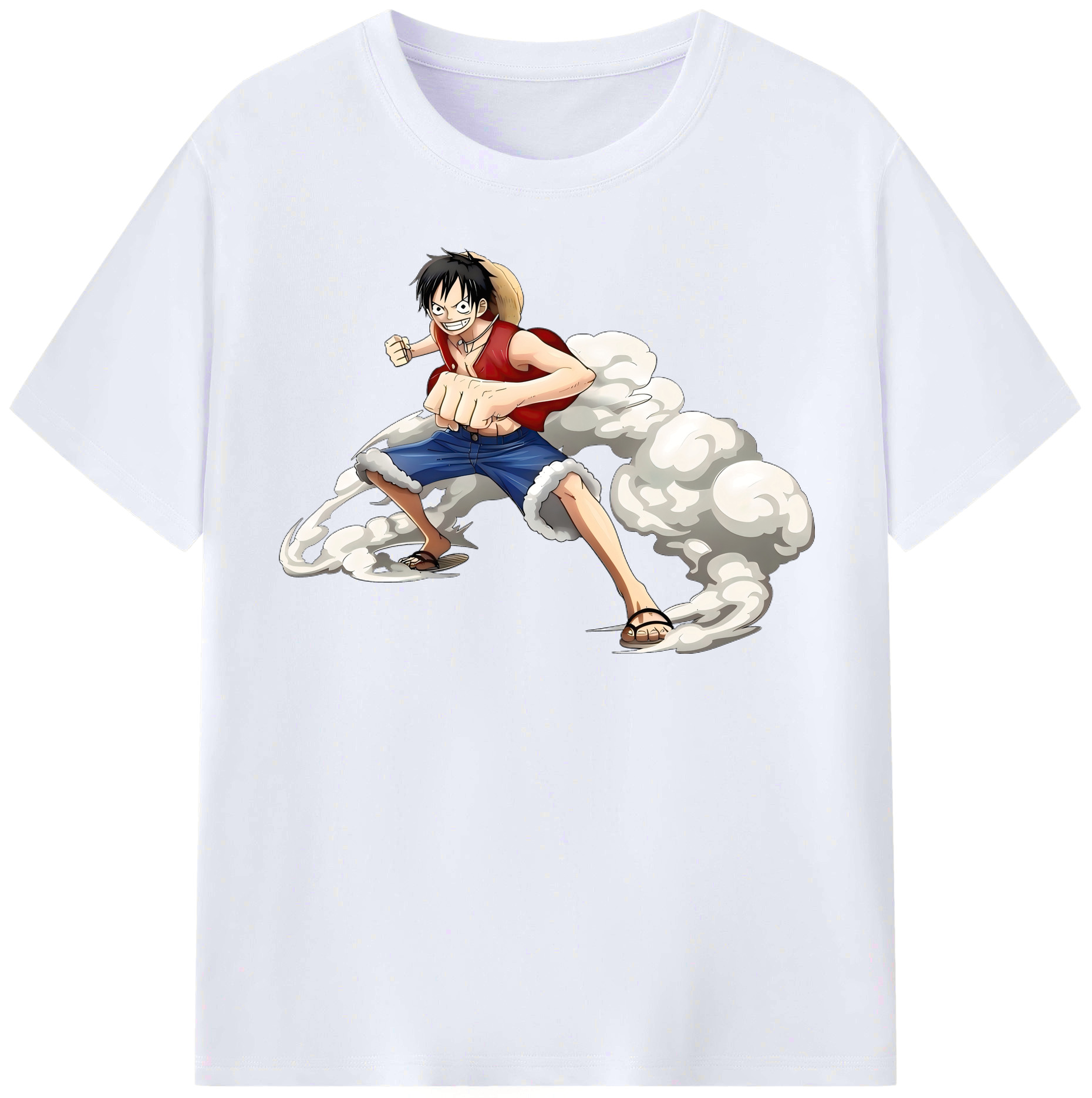 ワンピース モンキー・D・ルフィ ONE PIECE Monkey D. Luffy レディースカジュアルプリントTシャツ（綿100％）