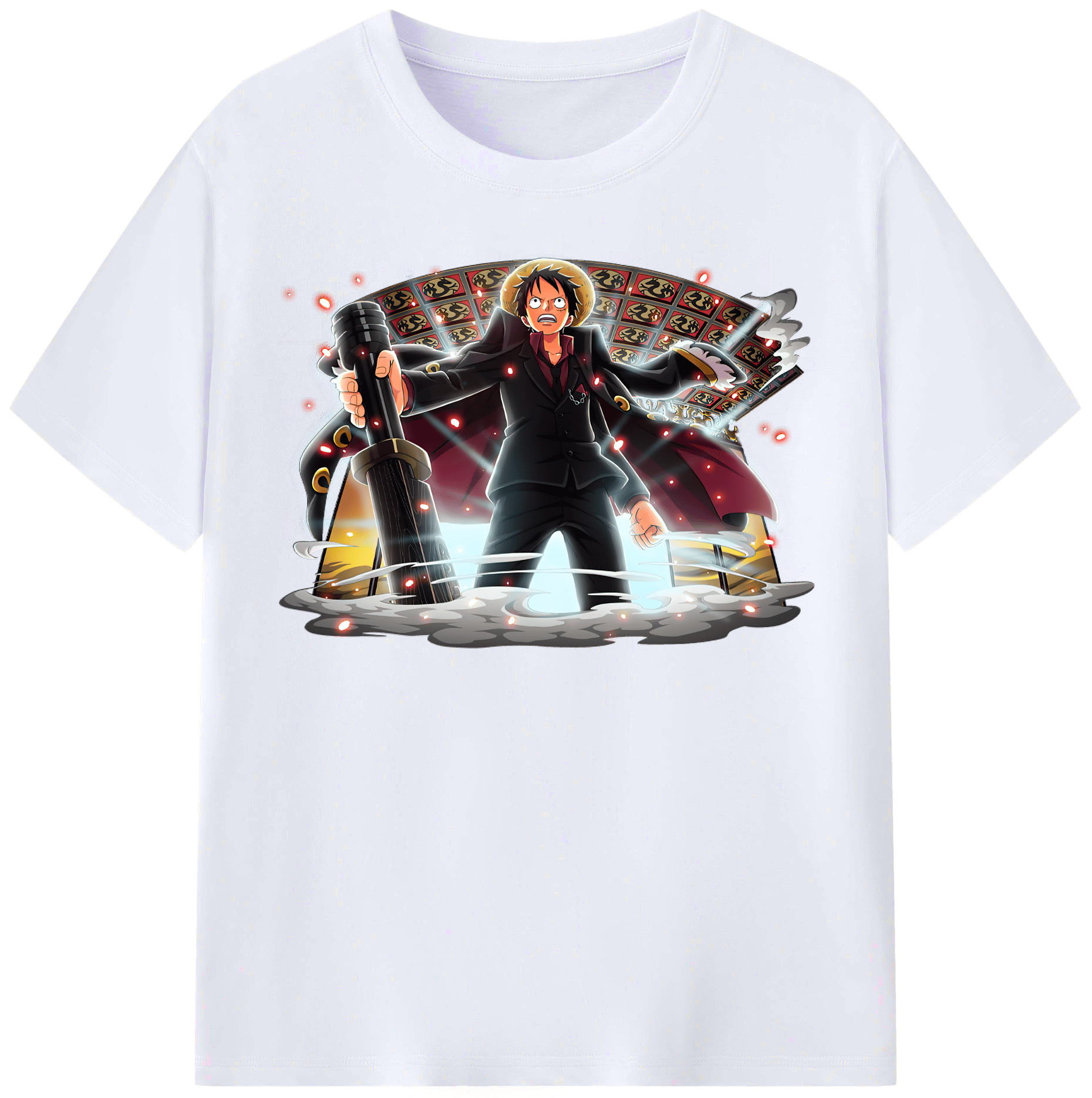 ワンピース モンキー・D・ルフィ ONE PIECE Monkey D. Luffy レディースカジュアルプリントTシャツ（綿100％）