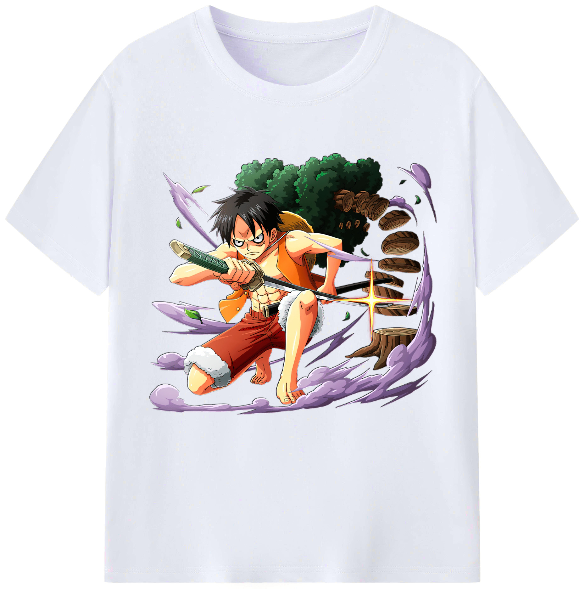 ワンピース モンキー・D・ルフィ ONE PIECE Monkey D. Luffy レディースカジュアルプリントTシャツ（綿100％）