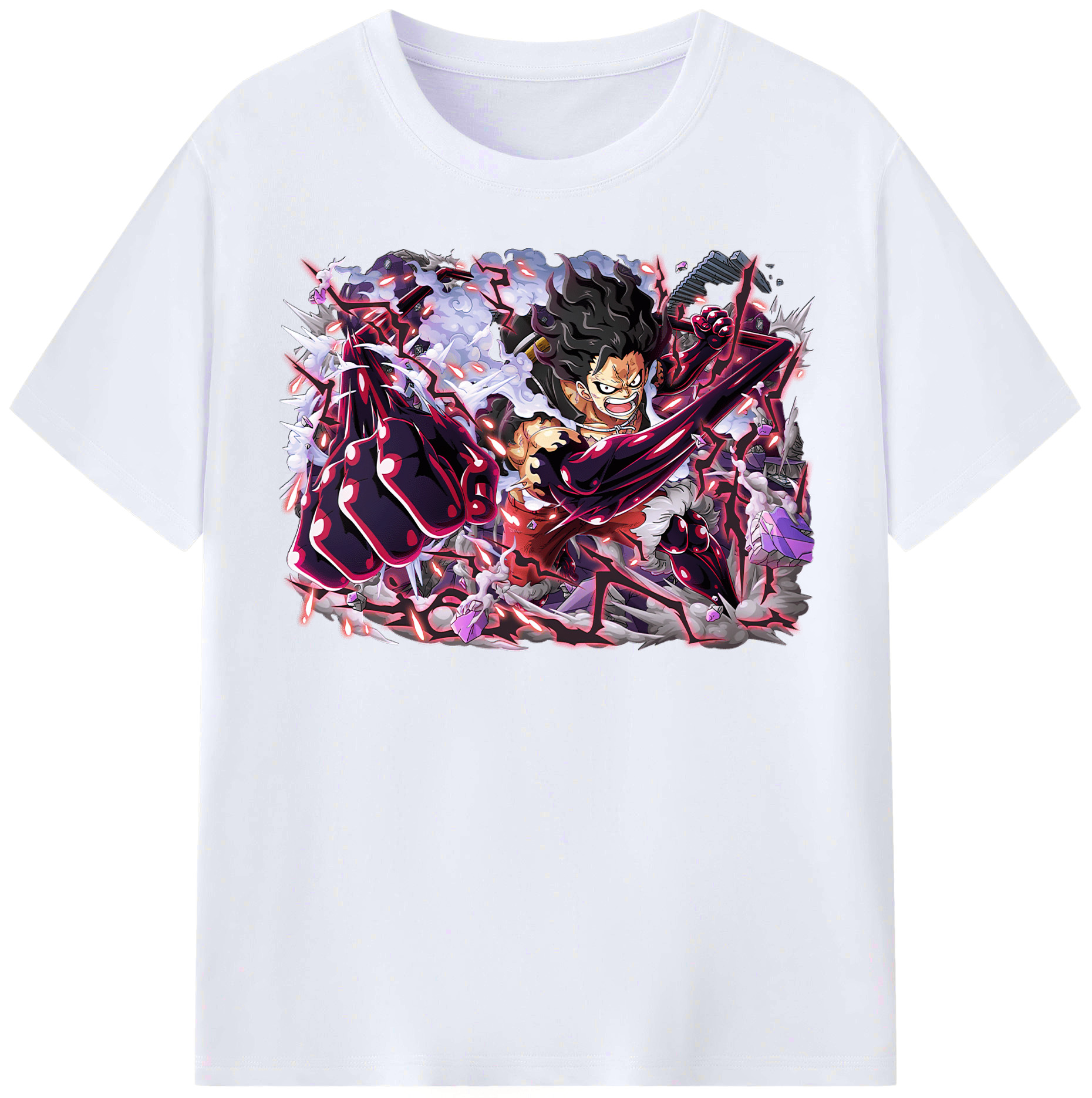 ワンピース モンキー・D・ルフィ ONE PIECE Monkey D. Luffy レディースカジュアルプリントTシャツ（綿100％）