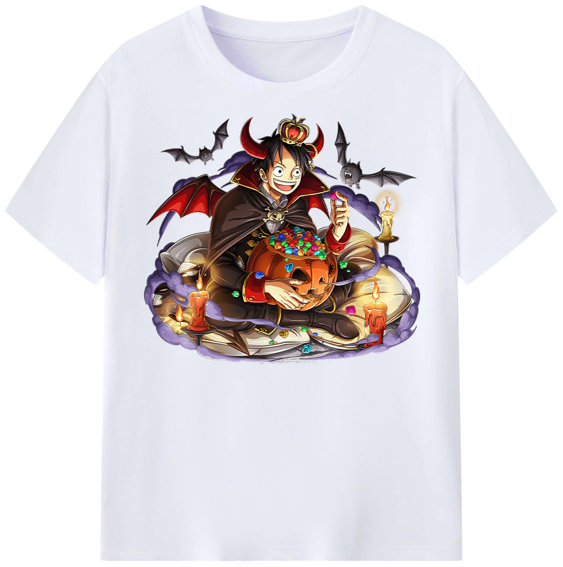 ワンピース モンキー・D・ルフィ ONE PIECE Monkey D. Luffy レディースカジュアルプリントTシャツ（綿100％）