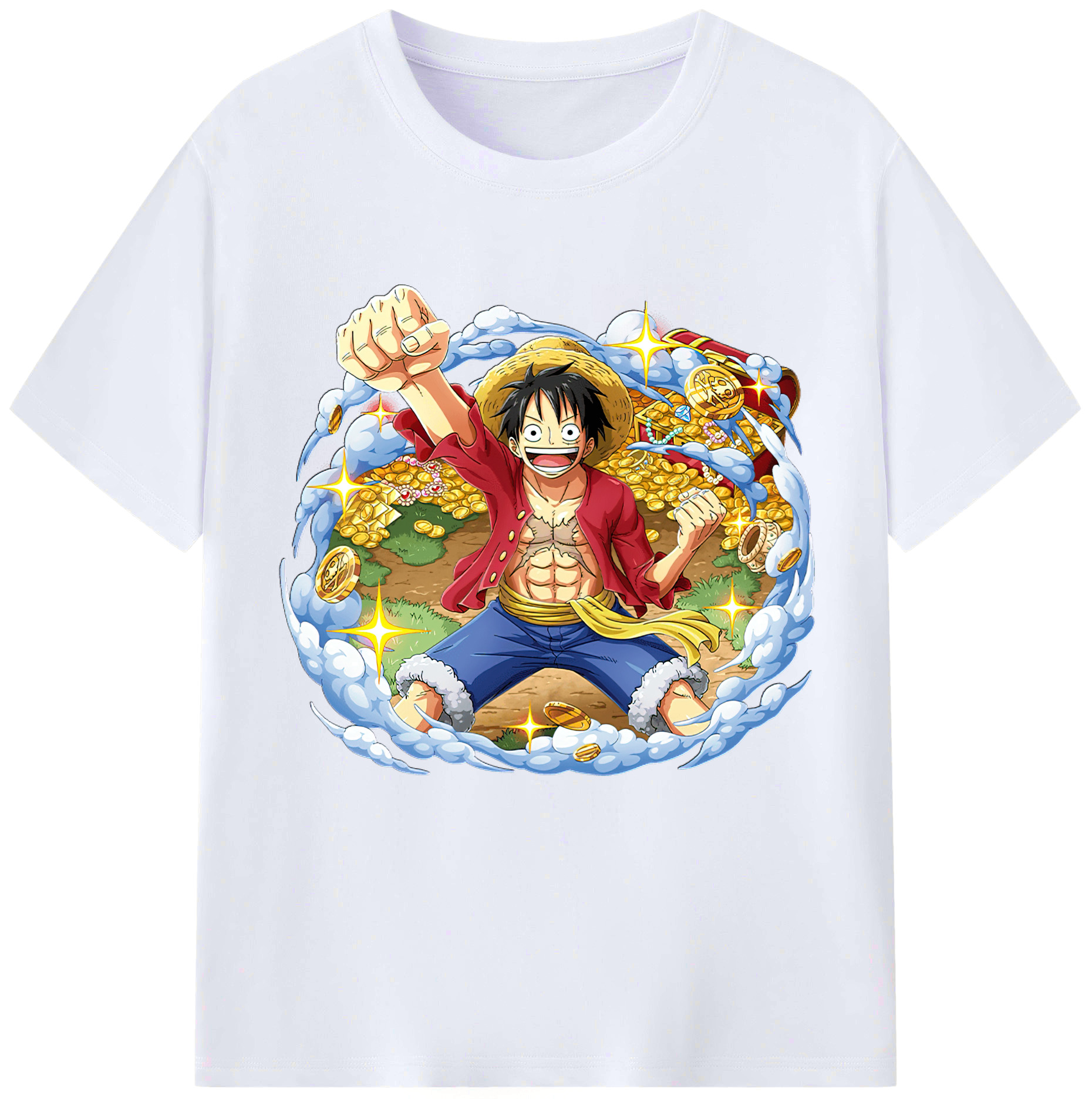 ワンピース モンキー・D・ルフィ ONE PIECE Monkey D. Luffy レディースカジュアルプリントTシャツ（綿100％）