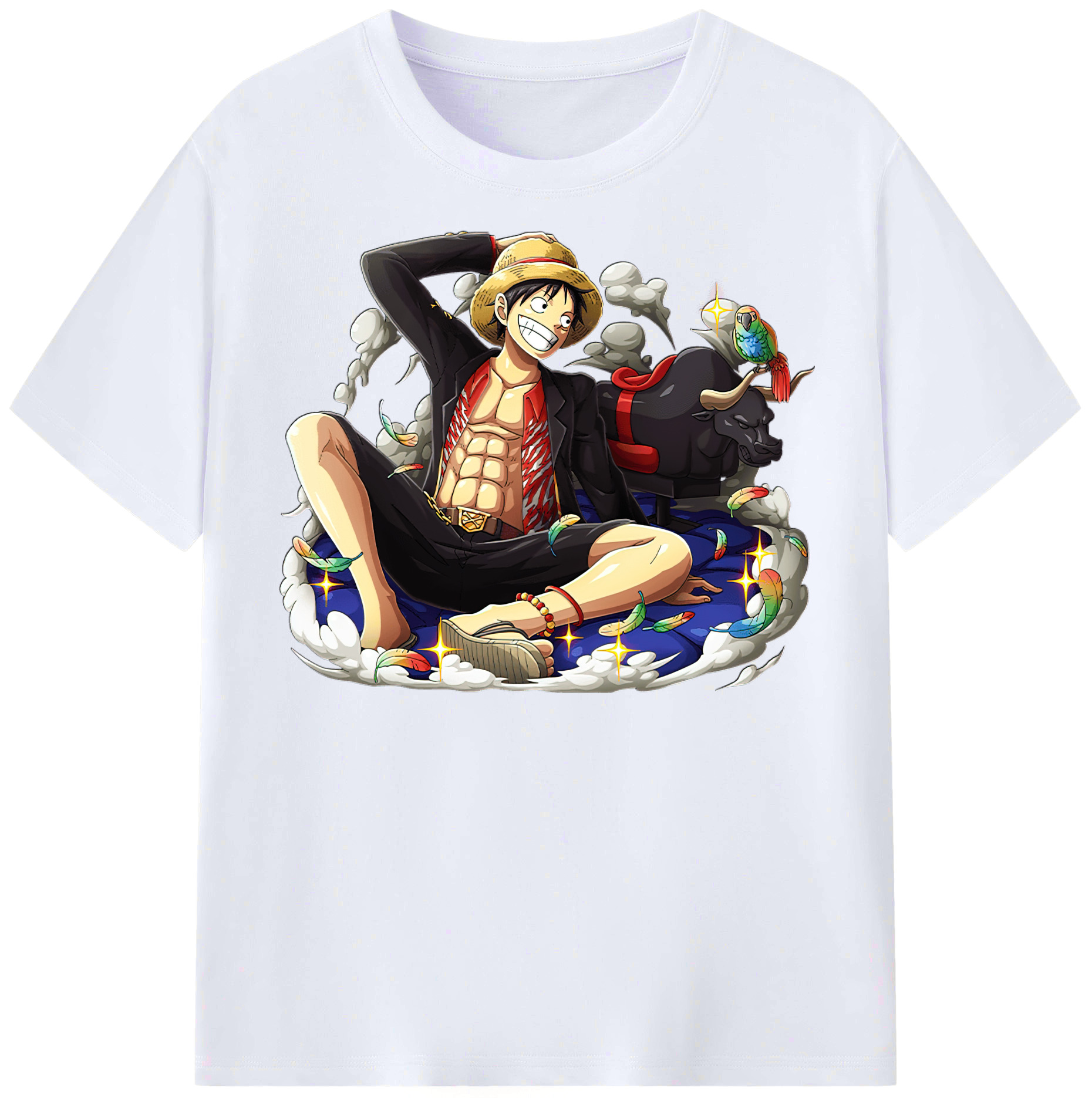 ワンピース モンキー・D・ルフィ ONE PIECE Monkey D. Luffy レディースカジュアルプリントTシャツ（綿100％）