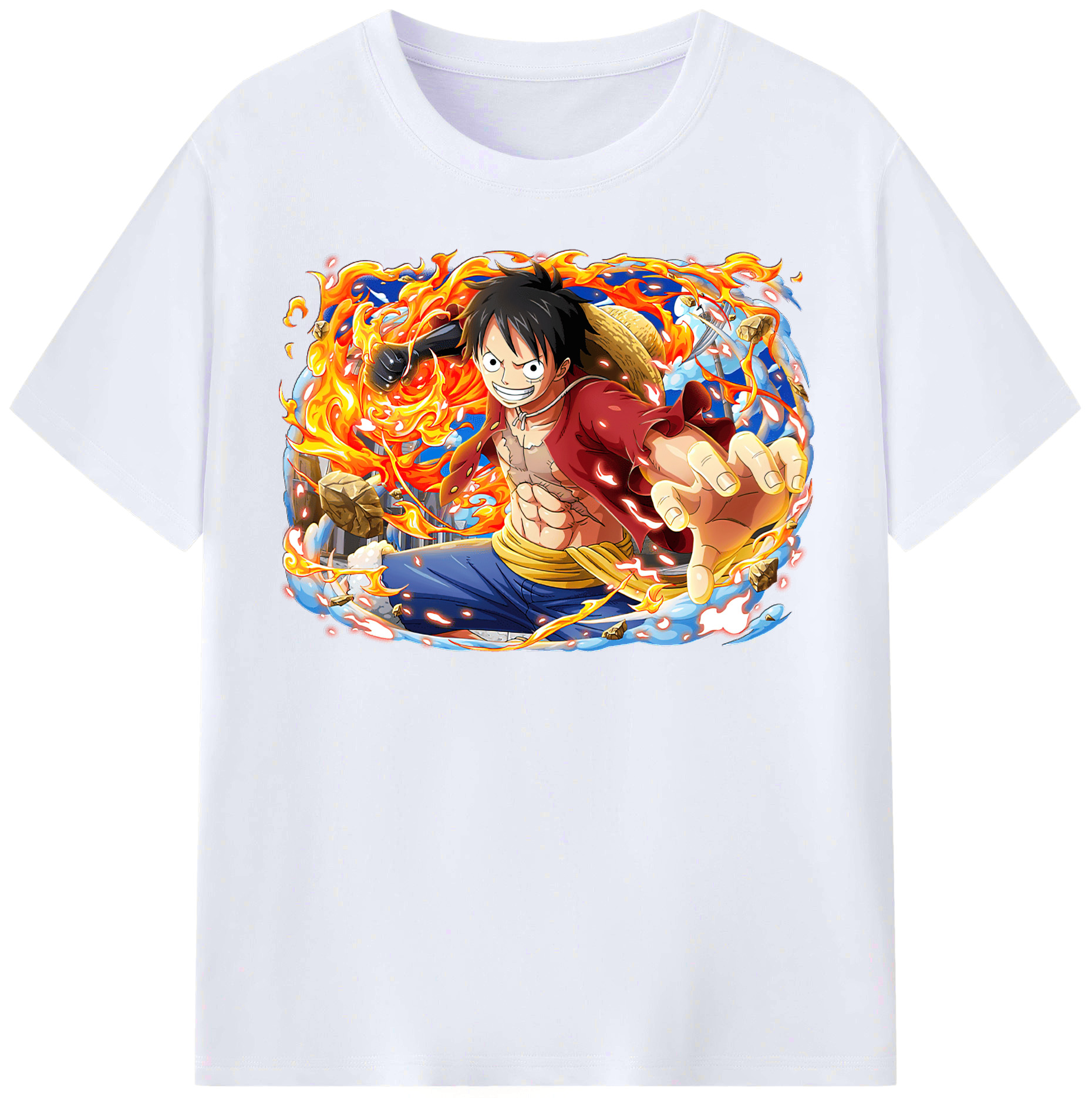 ワンピース モンキー・D・ルフィ ONE PIECE Monkey D. Luffy レディースカジュアルプリントTシャツ（綿100％）
