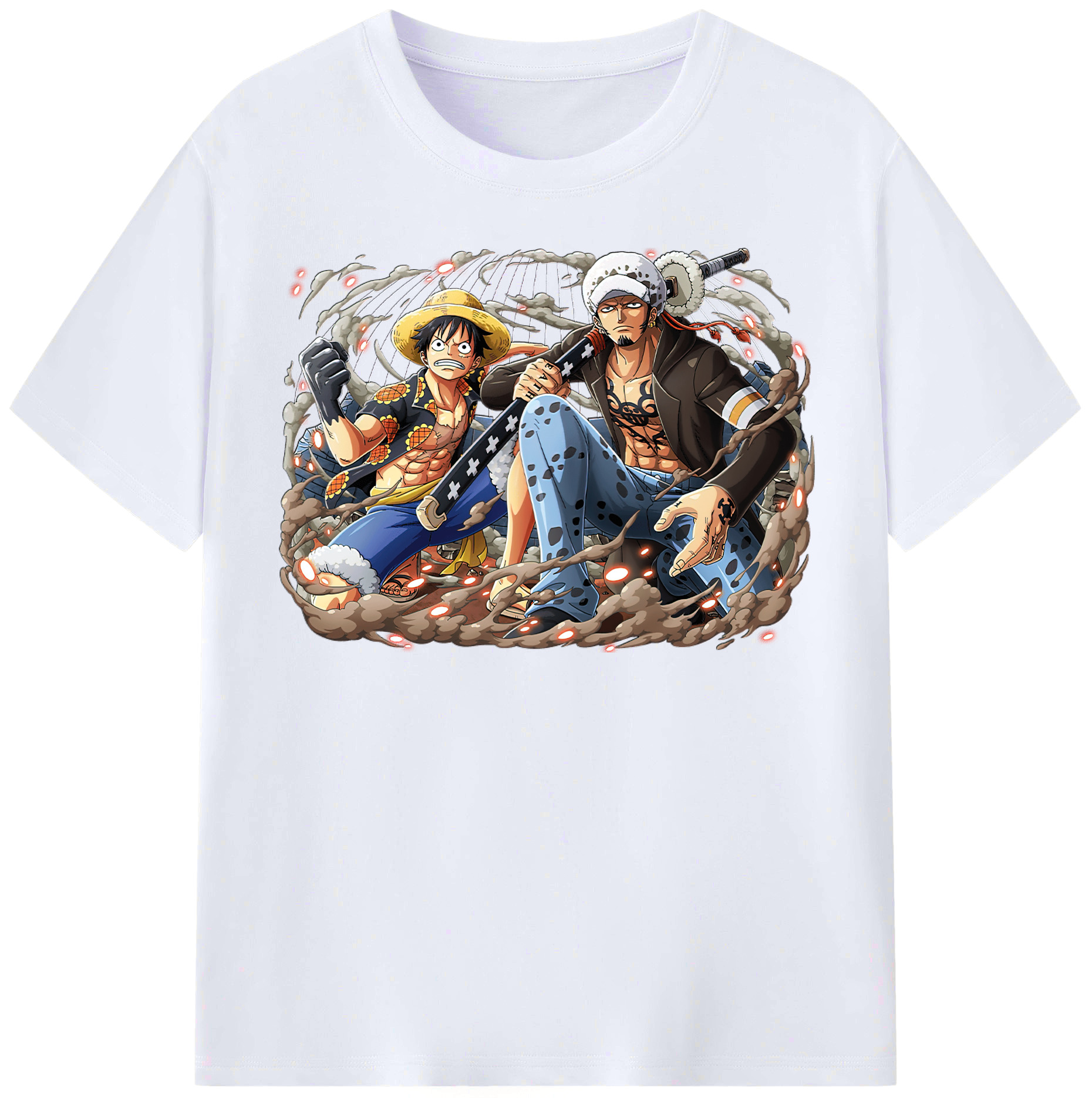 ワンピース モンキー・D・ルフィ ONE PIECE Monkey D. Luffy レディースカジュアルプリントTシャツ（綿100％）