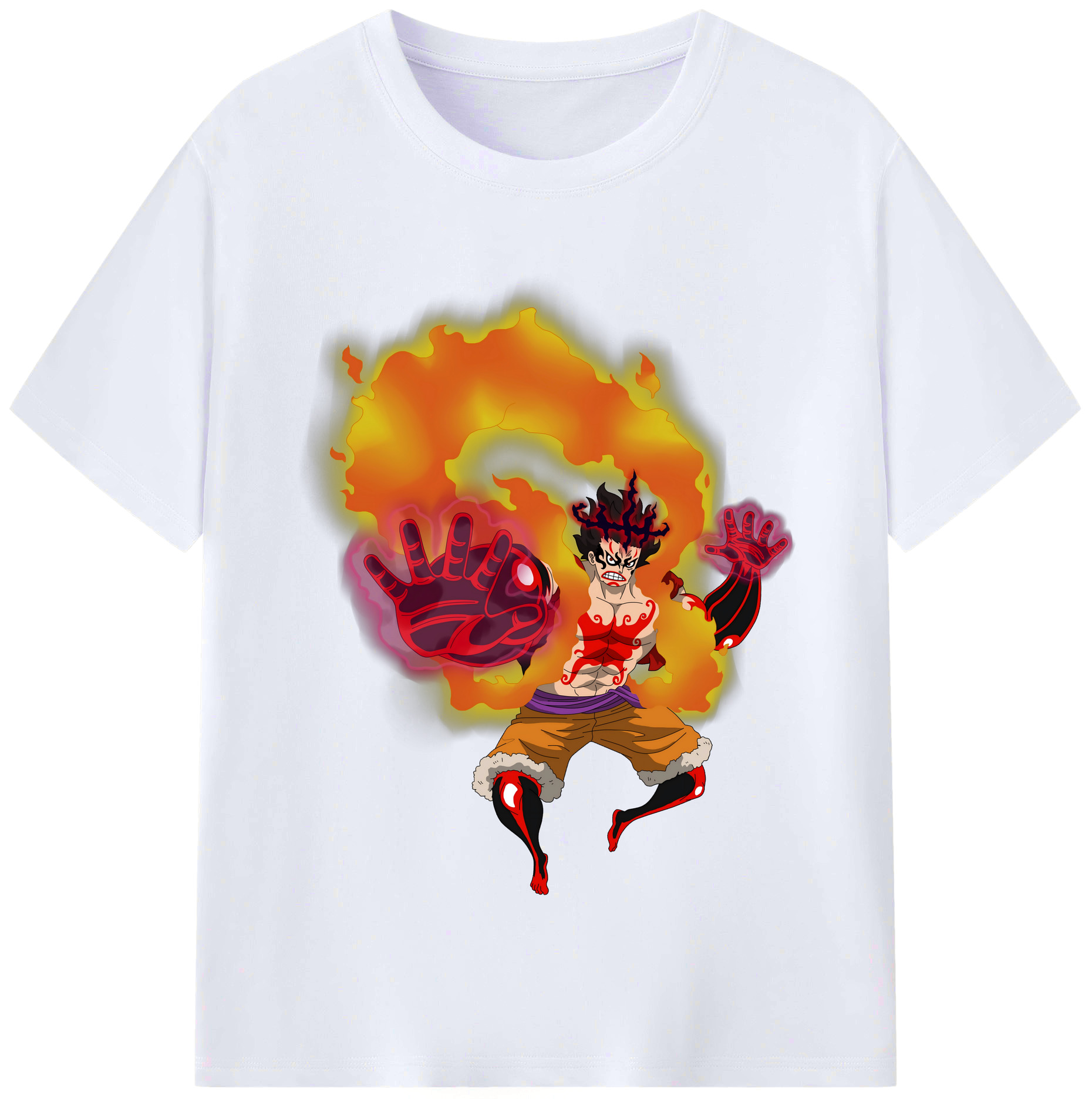 ワンピース モンキー・D・ルフィ ONE PIECE Monkey D. Luffy レディースカジュアルプリントTシャツ（綿100％）
