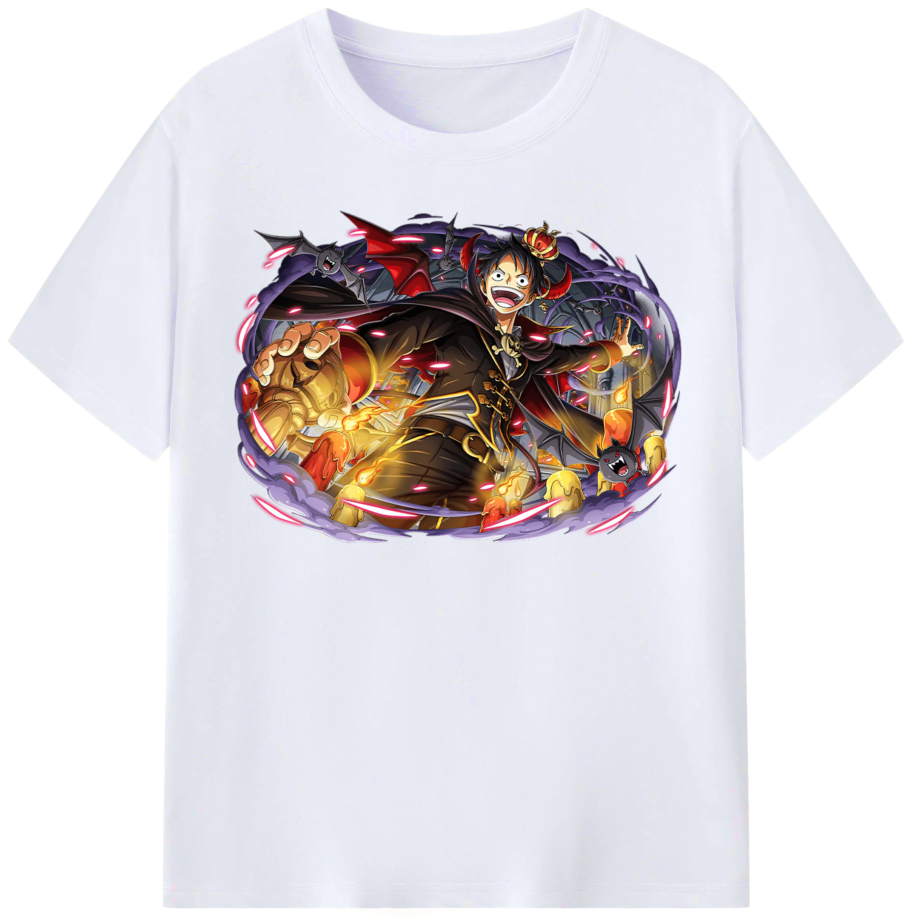 ワンピース モンキー・D・ルフィ ONE PIECE Monkey D. Luffy レディースカジュアルプリントTシャツ（綿100％）