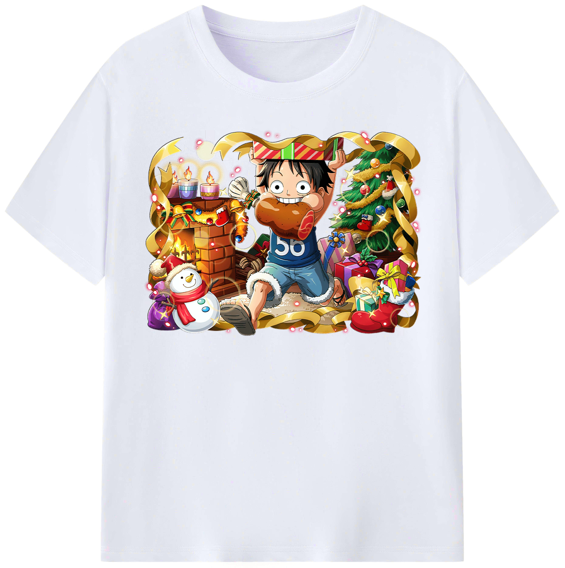 ワンピース モンキー・D・ルフィ ONE PIECE Monkey D. Luffy レディースカジュアルプリントTシャツ（綿100％）