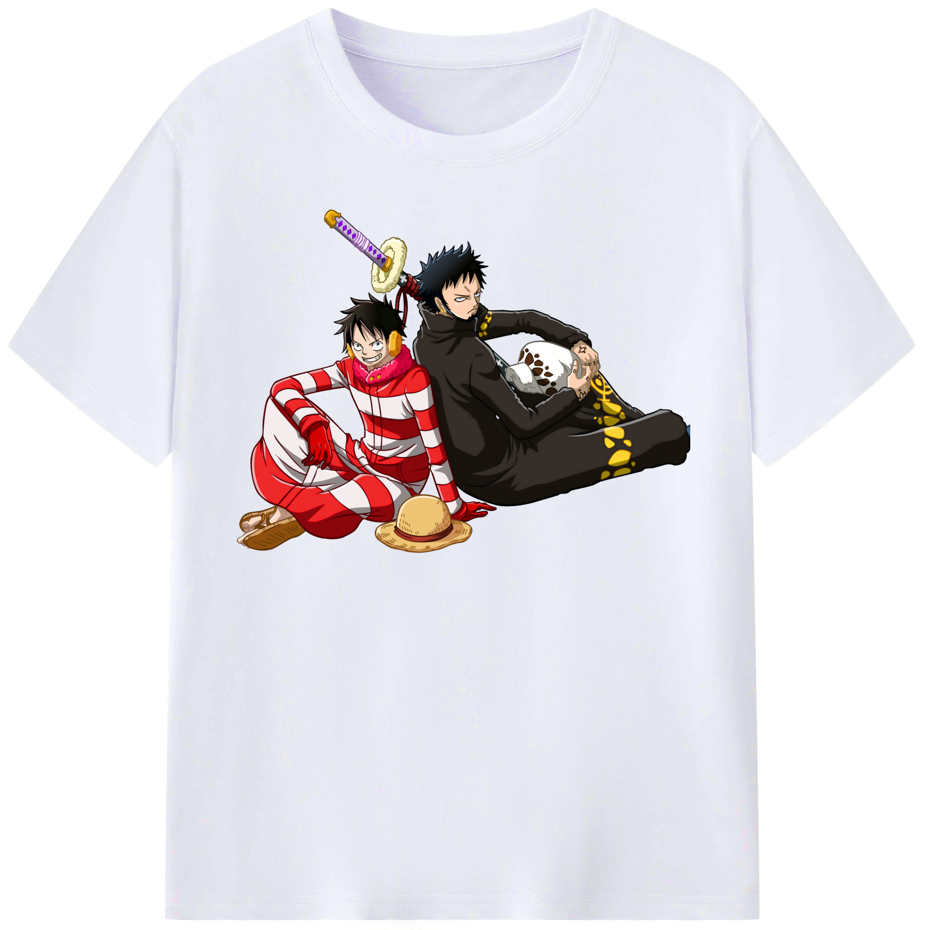 ワンピース モンキー・D・ルフィ ONE PIECE Monkey D. Luffy レディースカジュアルプリントTシャツ（綿100％）