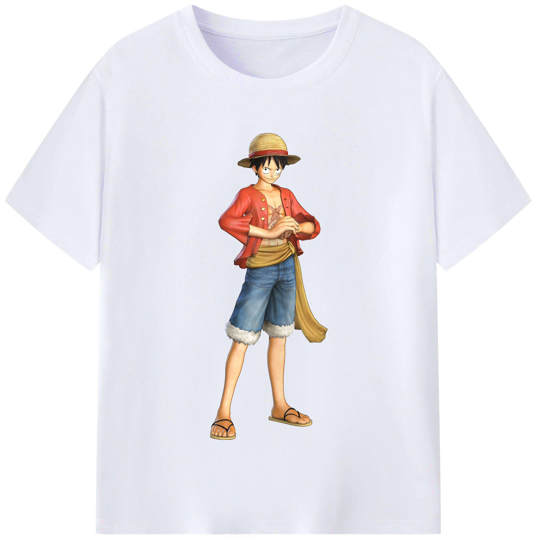 ワンピース モンキー・D・ルフィ ONE PIECE Monkey D. Luffy レディースカジュアルプリントTシャツ（綿100％）