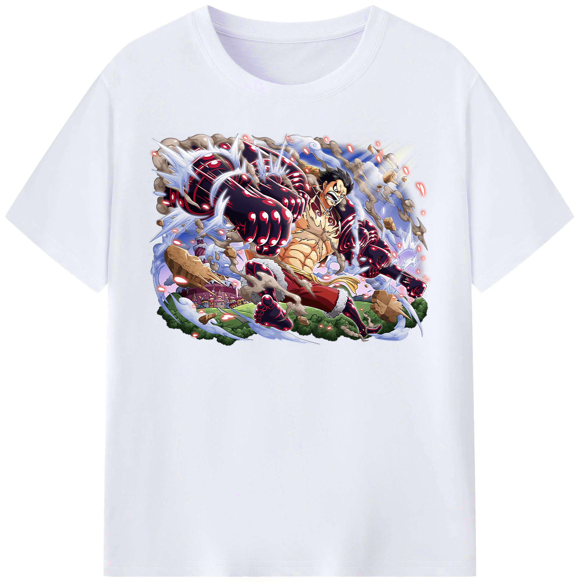 ワンピース モンキー・D・ルフィ ONE PIECE Monkey D. Luffy レディースカジュアルプリントTシャツ（綿100％）