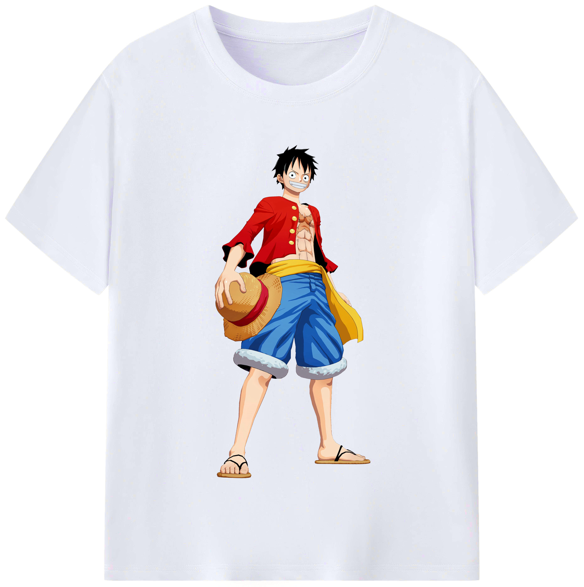 ワンピース モンキー・D・ルフィ ONE PIECE Monkey D. Luffy レディースカジュアルプリントTシャツ（綿100％）