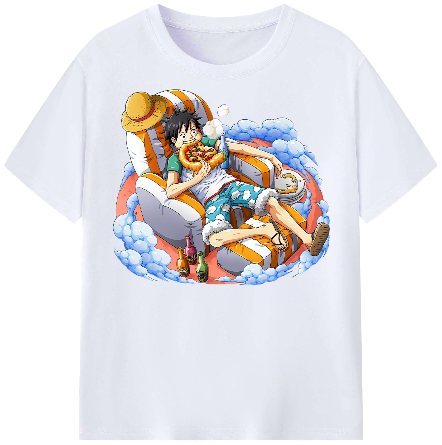 ワンピース モンキー・D・ルフィ ONE PIECE Monkey D. Luffy レディースカジュアルプリントTシャツ（綿100％）