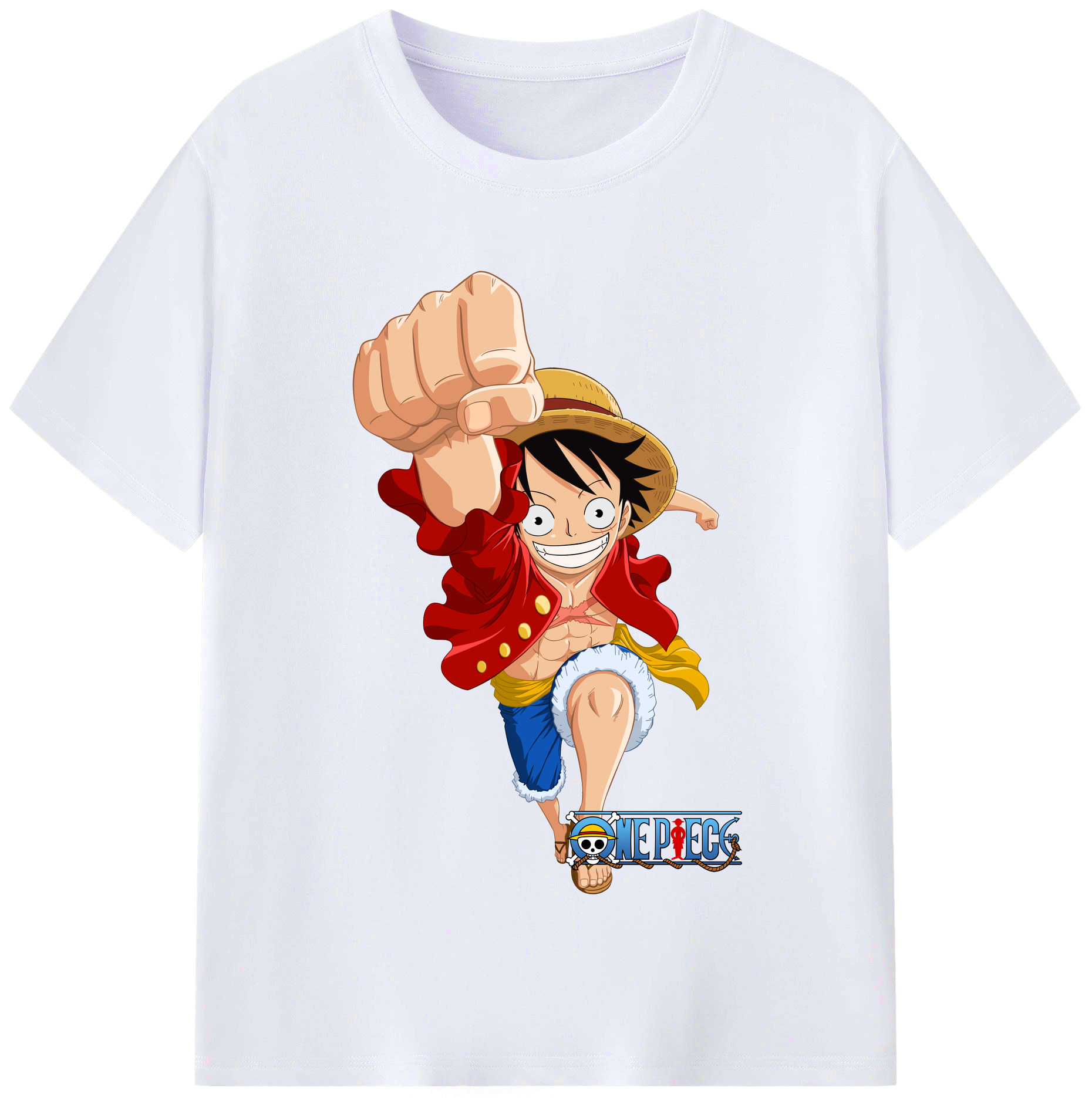 ワンピース モンキー・D・ルフィ ONE PIECE Monkey D. Luffy レディースカジュアルプリントTシャツ（綿100％）
