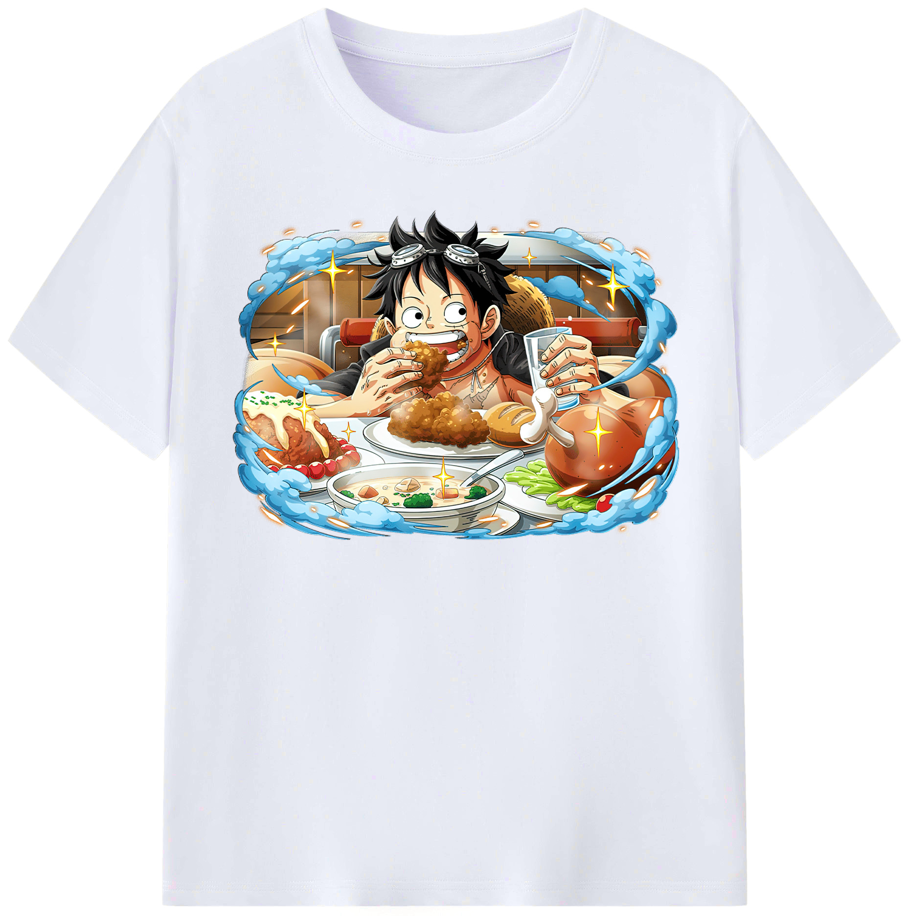 ワンピース モンキー・D・ルフィ ONE PIECE Monkey D. Luffy レディースカジュアルプリントTシャツ（綿100％）