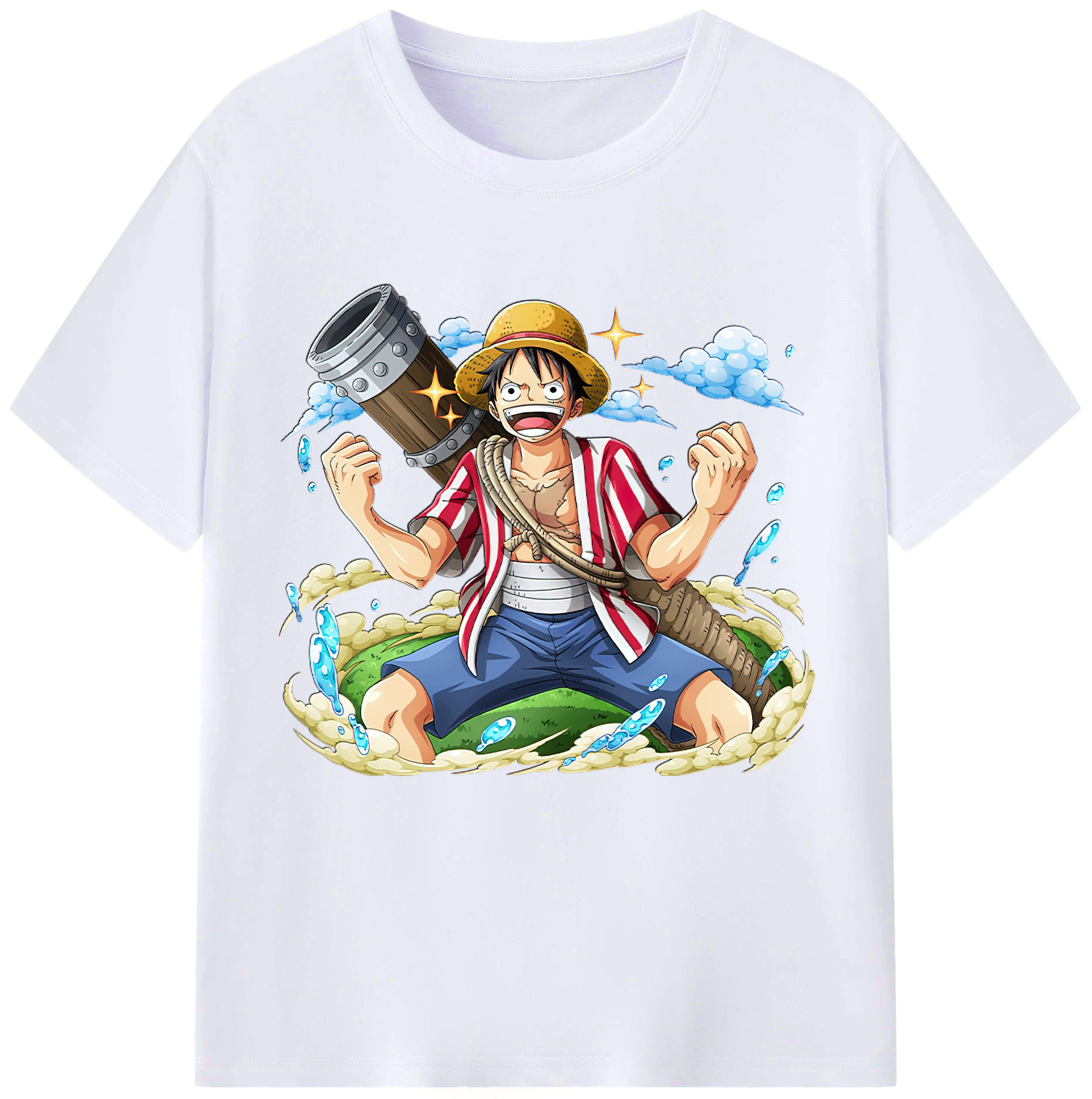 ワンピース モンキー・D・ルフィ ONE PIECE Monkey D. Luffy レディースカジュアルプリントTシャツ（綿100％）