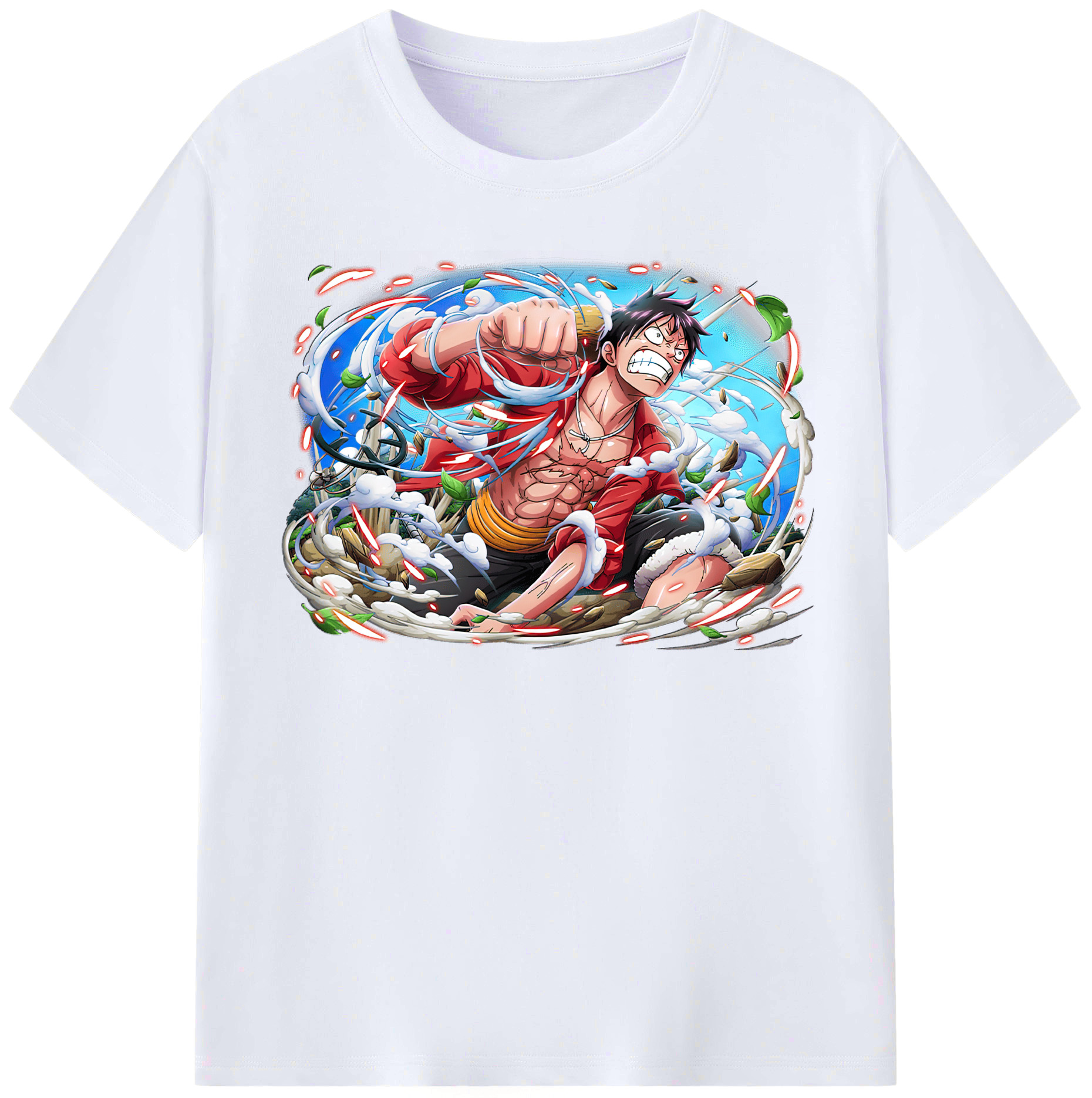 ワンピース モンキー・D・ルフィ ONE PIECE Monkey D. Luffy レディースカジュアルプリントTシャツ（綿100％）
