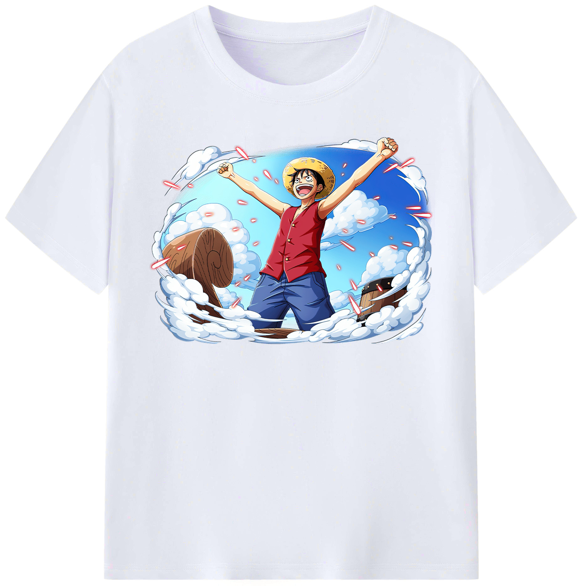 ワンピース モンキー・D・ルフィ ONE PIECE Monkey D. Luffy レディースカジュアルプリントTシャツ（綿100％）