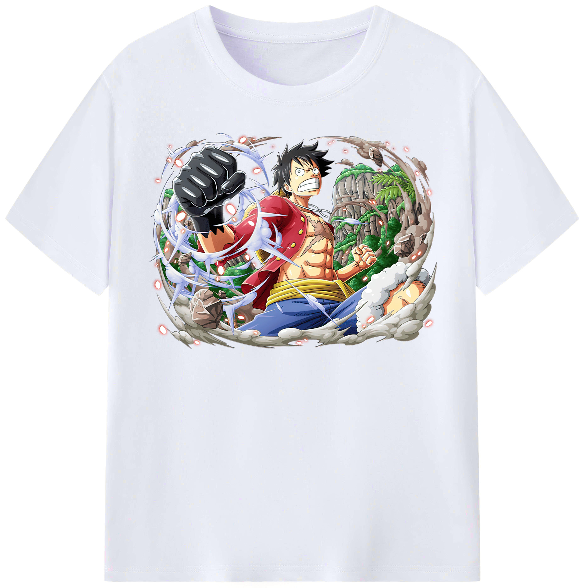 ワンピース モンキー・D・ルフィ ONE PIECE Monkey D. Luffy レディースカジュアルプリントTシャツ（綿100％）