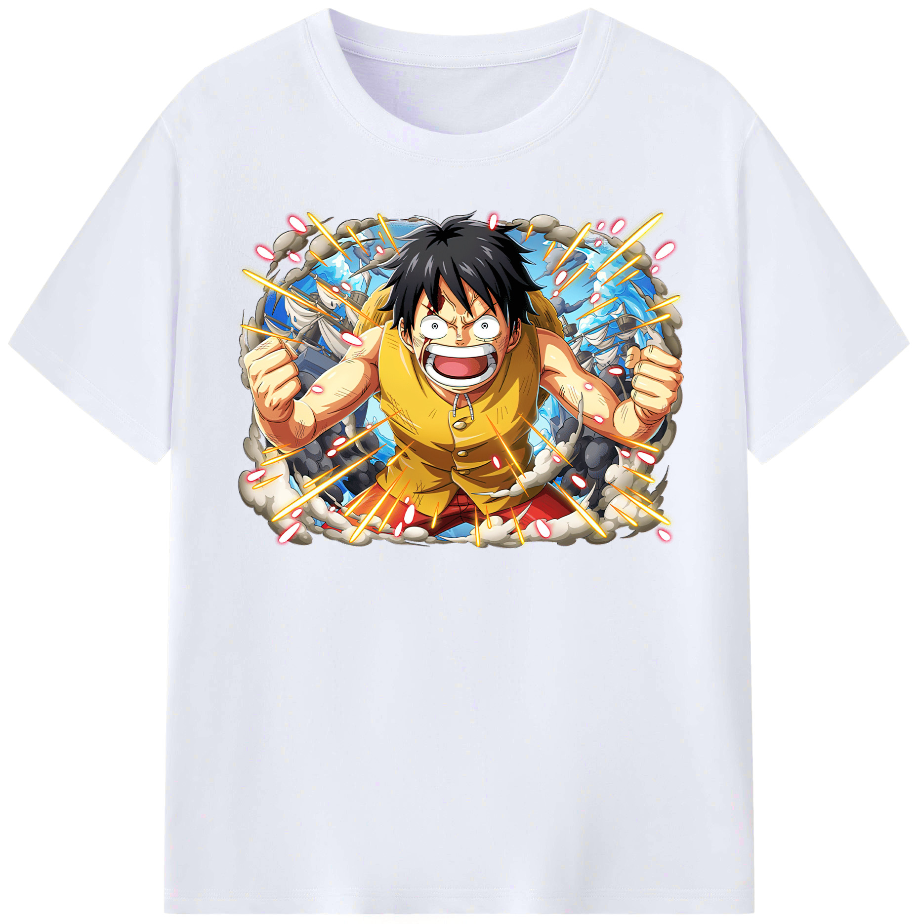ワンピース モンキー・D・ルフィ ONE PIECE Monkey D. Luffy レディースカジュアルプリントTシャツ（綿100％）