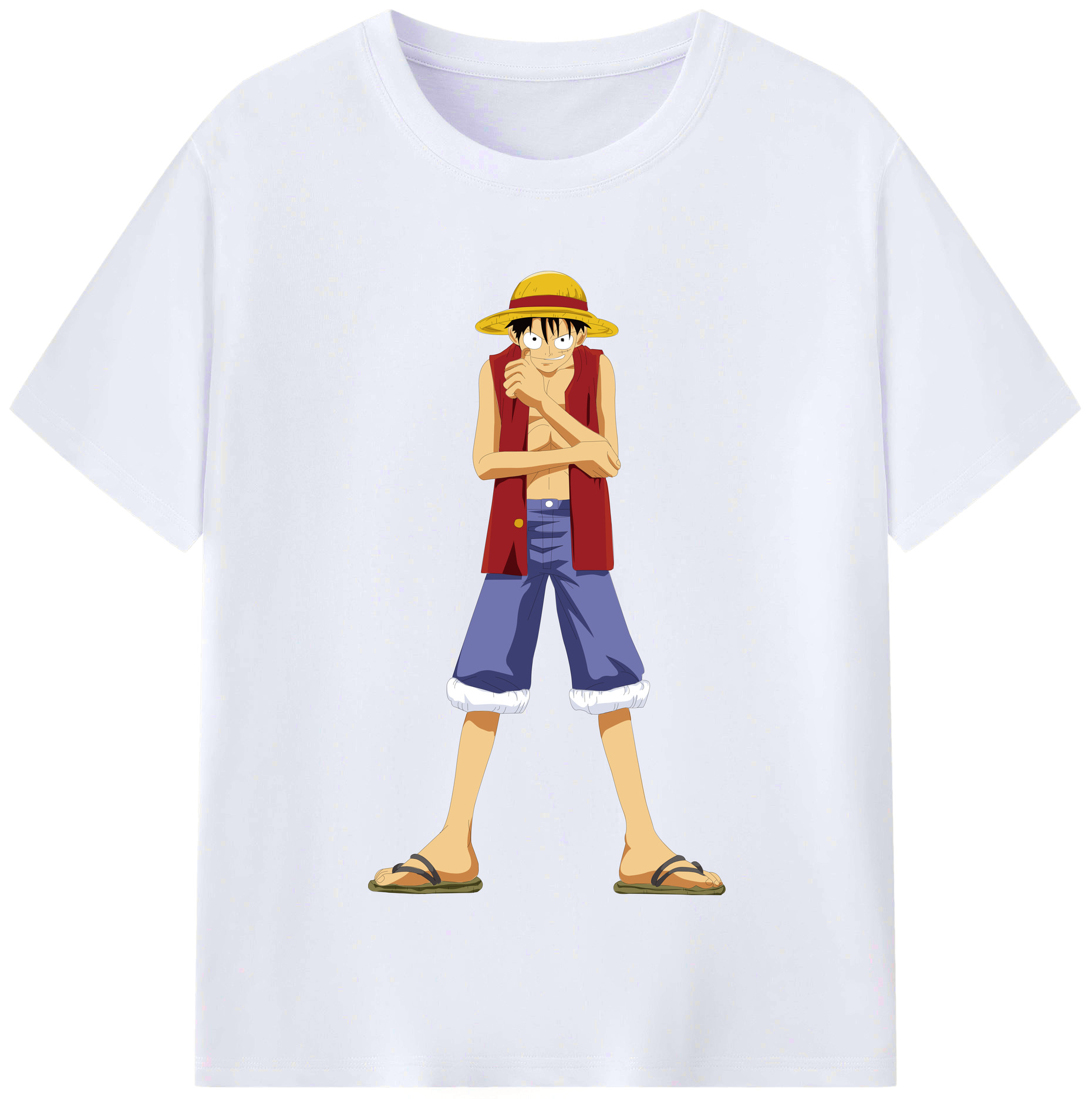 ワンピース モンキー・D・ルフィ ONE PIECE Monkey D. Luffy レディースカジュアルプリントTシャツ（綿100％）