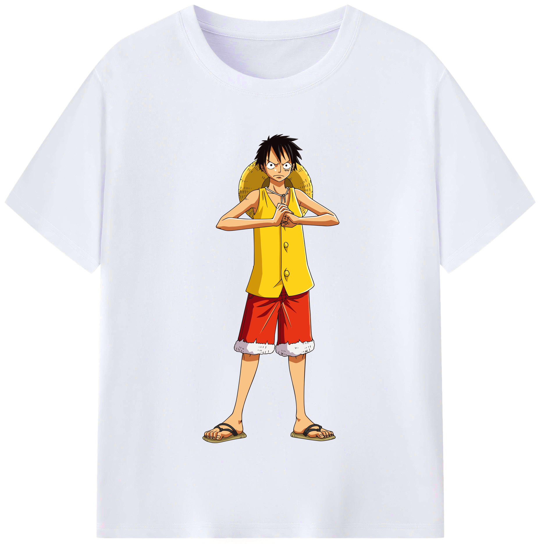 ワンピース モンキー・D・ルフィ ONE PIECE Monkey D. Luffy レディースカジュアルプリントTシャツ（綿100％）