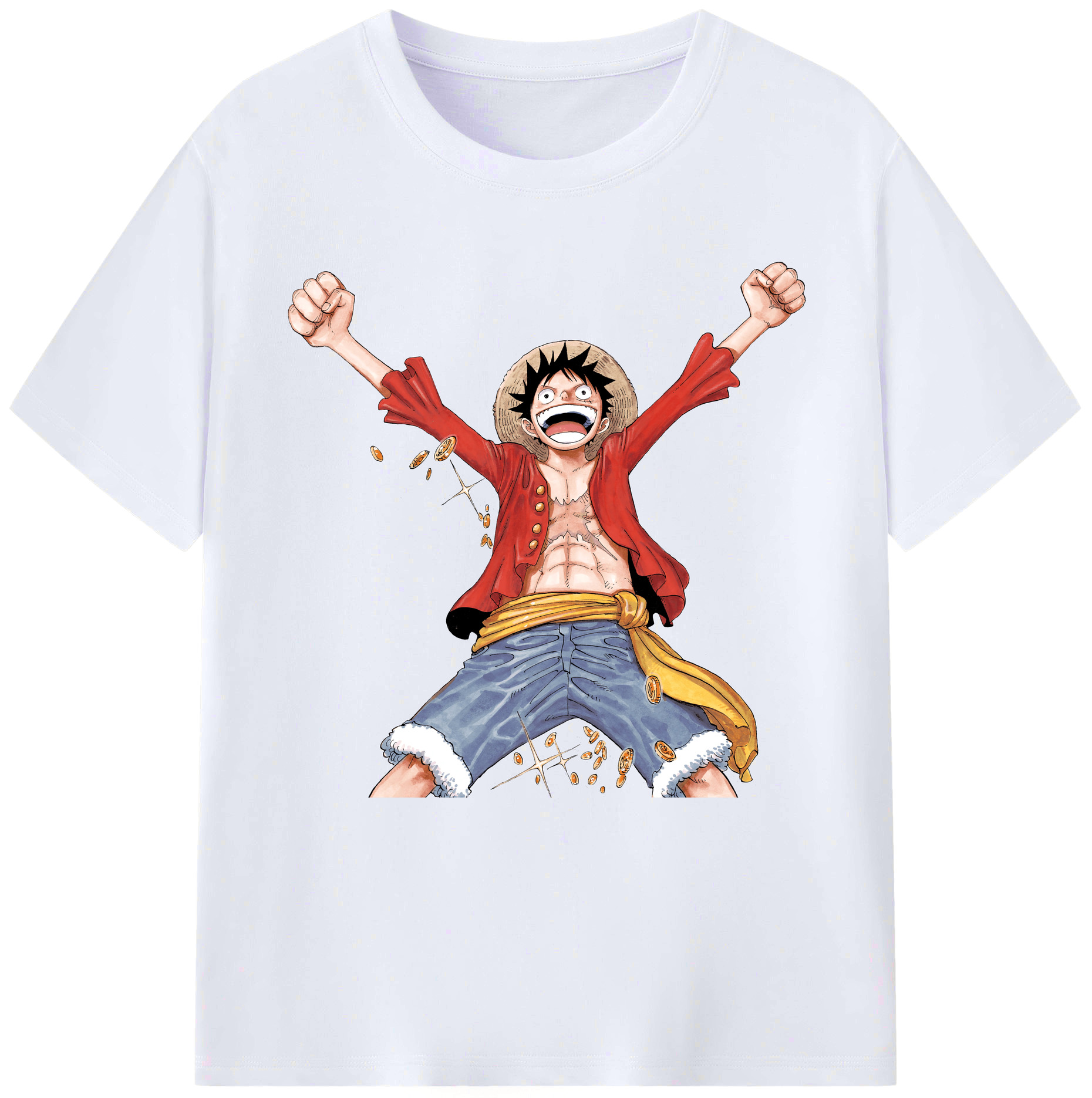 ワンピース モンキー・D・ルフィ ONE PIECE Monkey D. Luffy レディースカジュアルプリントTシャツ（綿100％）