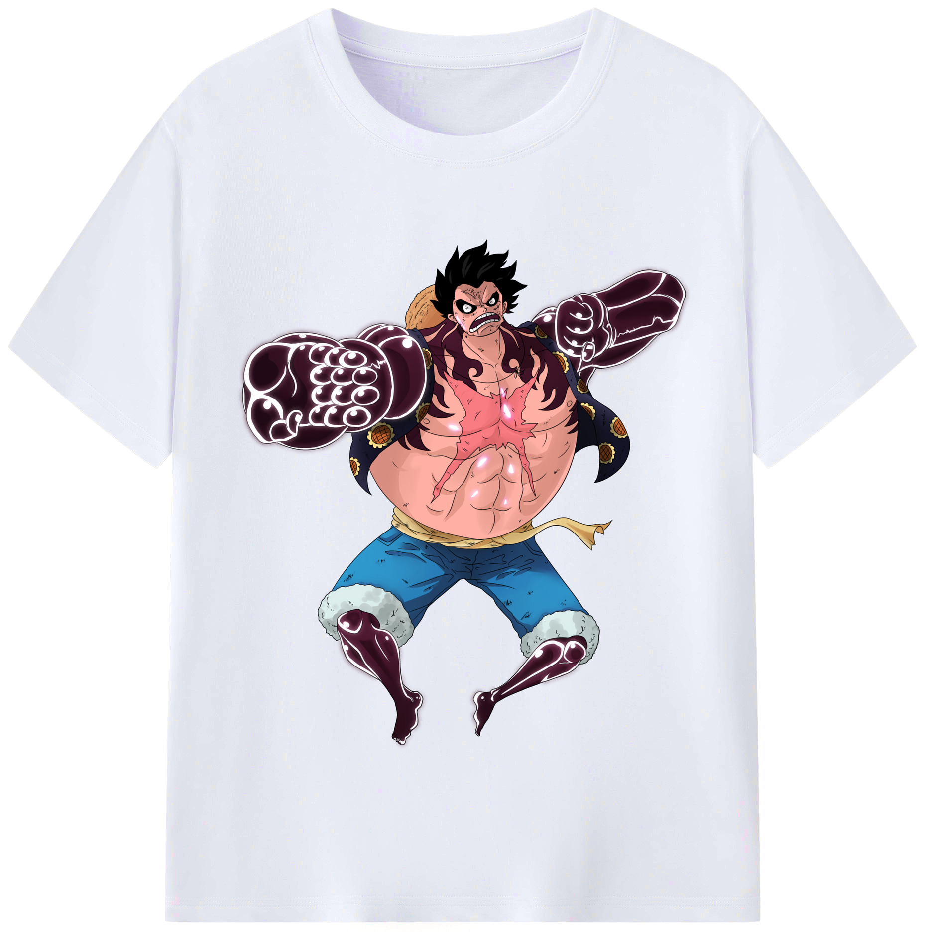 ワンピース モンキー・D・ルフィ ONE PIECE Monkey D. Luffy レディースカジュアルプリントTシャツ（綿100％）