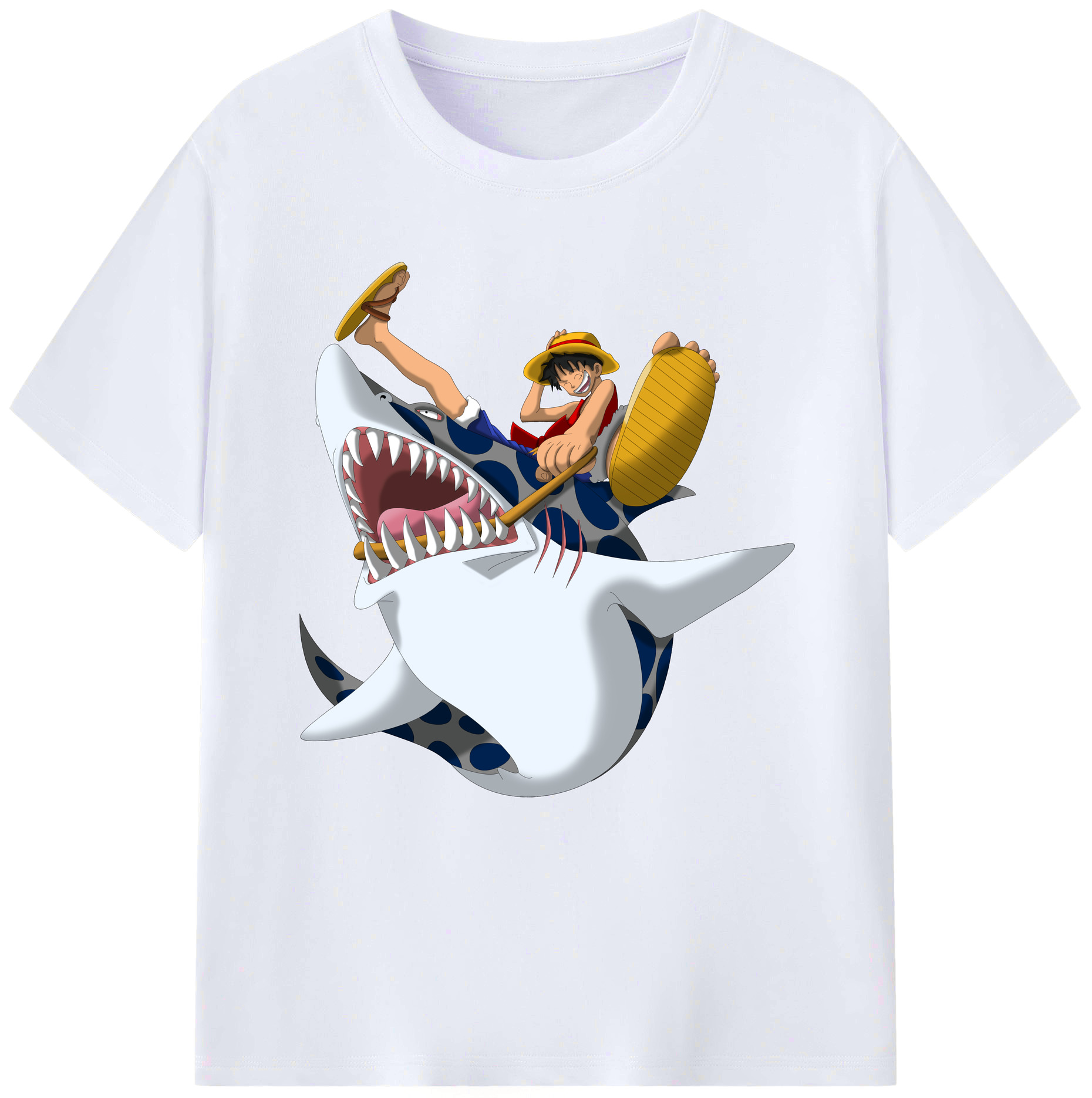 ワンピース モンキー・D・ルフィ ONE PIECE Monkey D. Luffy レディースカジュアルプリントTシャツ（綿100％）
