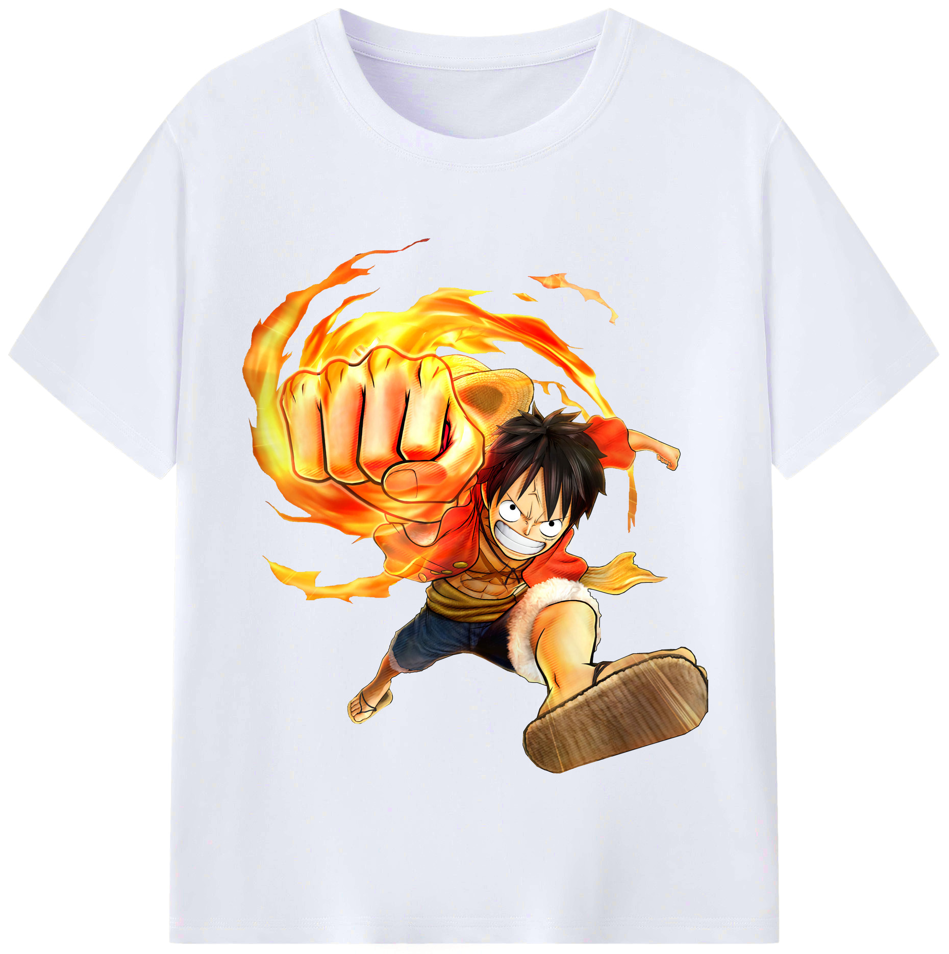 ワンピース モンキー・D・ルフィ ONE PIECE Monkey D. Luffy レディースカジュアルプリントTシャツ（綿100％）