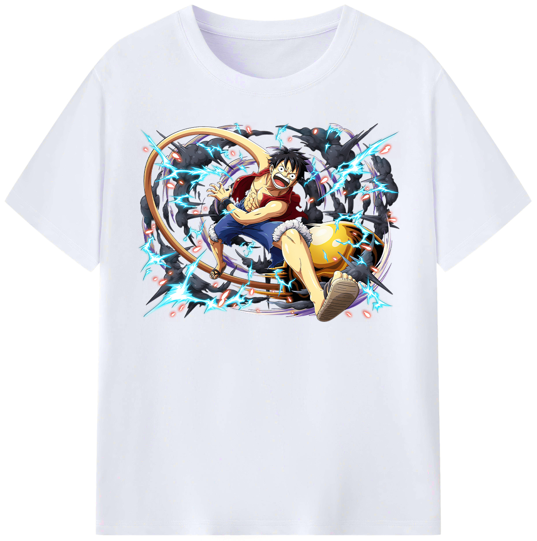 ワンピース モンキー・D・ルフィ ONE PIECE Monkey D. Luffy レディースカジュアルプリントTシャツ（綿100％）