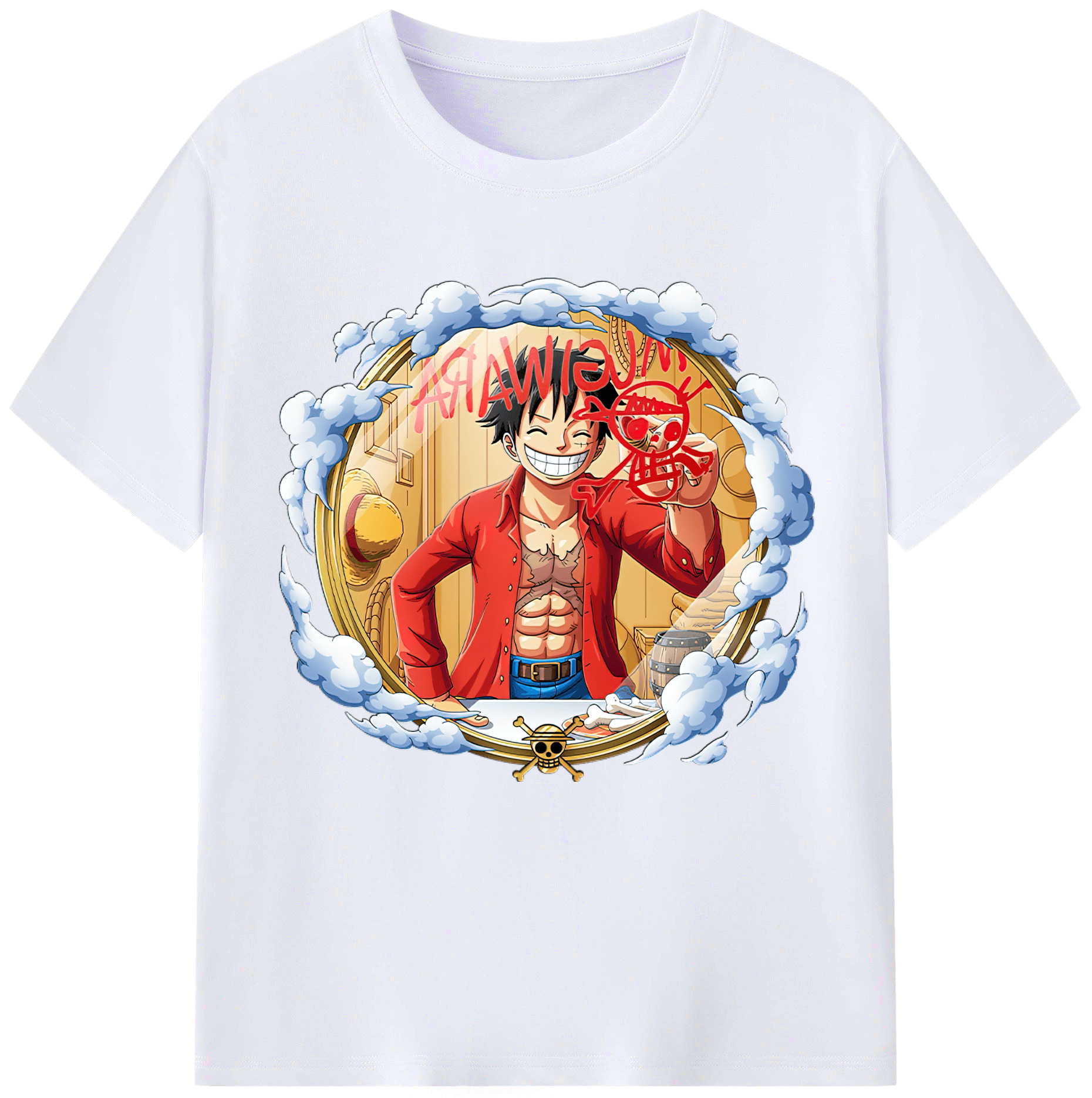 ワンピース モンキー・D・ルフィ ONE PIECE Monkey D. Luffy レディースカジュアルプリントTシャツ（綿100％）