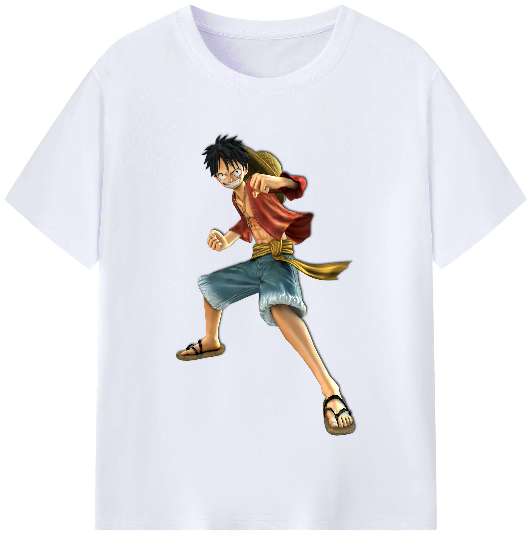 ワンピース モンキー・D・ルフィ ONE PIECE Monkey D. Luffy レディースカジュアルプリントTシャツ（綿100％）