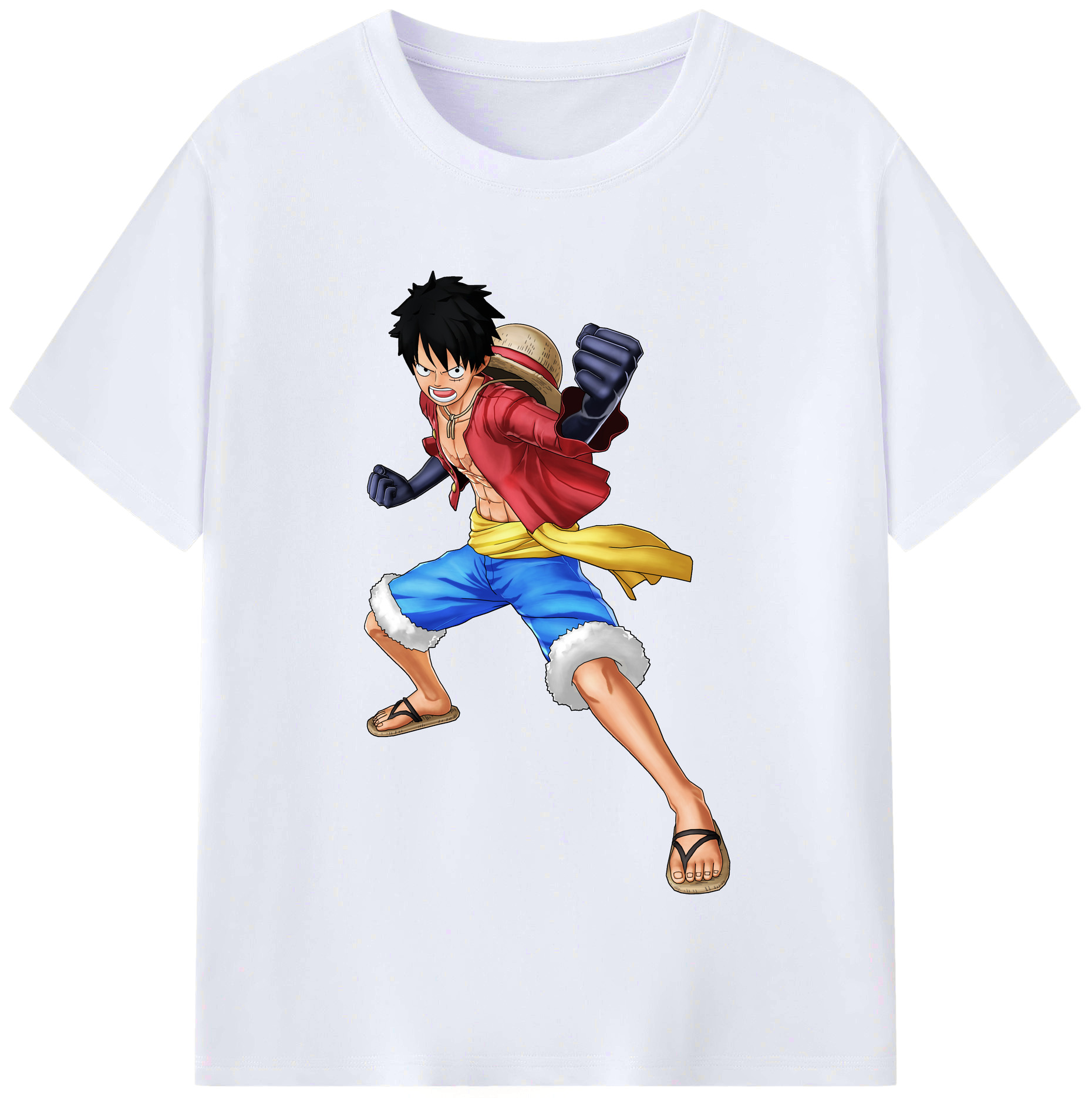 ワンピース モンキー・D・ルフィ ONE PIECE Monkey D. Luffy レディースカジュアルプリントTシャツ（綿100％）