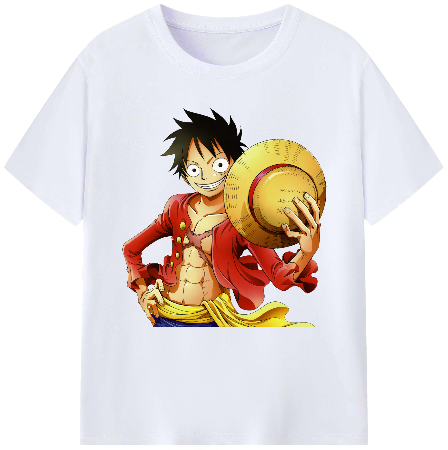 ワンピース モンキー・D・ルフィ ONE PIECE Monkey D. Luffy レディースカジュアルプリントTシャツ（綿100％）